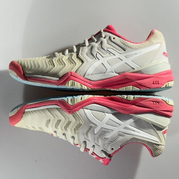 ASICS Women's Gel Resolution 7 Tennis Shoes Beige/Pink Non-Marking Sole Size 8 - Picture 6 of 11